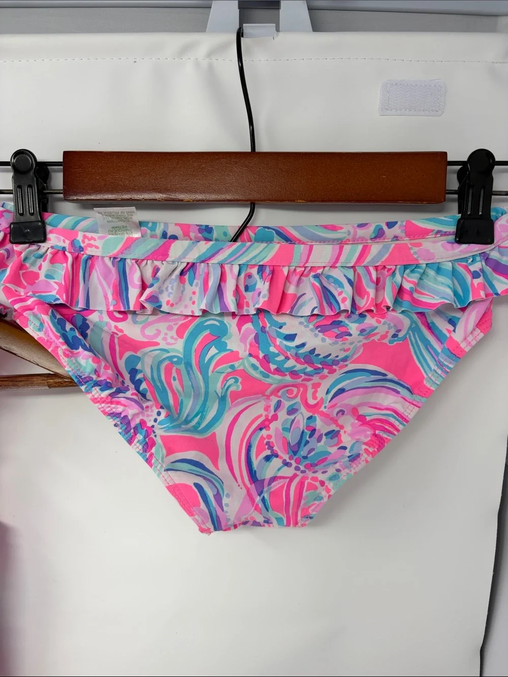 Lilly Pulitzer Girls Pink & Aqua Ruffle Two-Piece Swimsuit Size 10